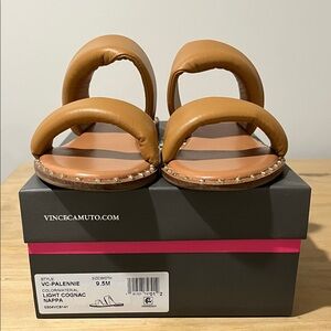 Vince Camuto Cognac Nappa Sandals with box